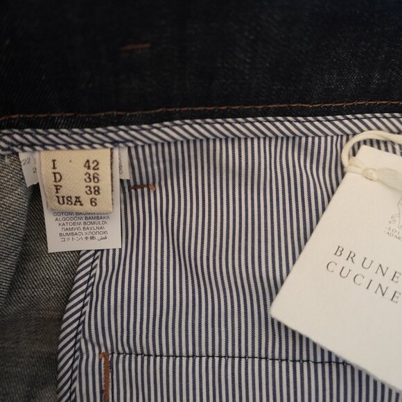 Brunello Cucinelli Monili Jeans Blue Denim Trousers Elastic Hem Size 6 New $1795 - Picture 7 of 9
